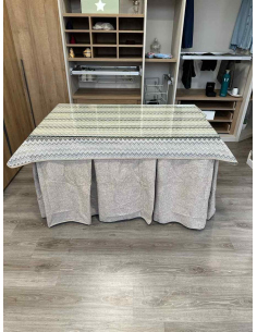 Falda de Mesa Camilla Antimanchas Extragruesa Ultraeficiente Gris Claro con Tapete Estriado 2