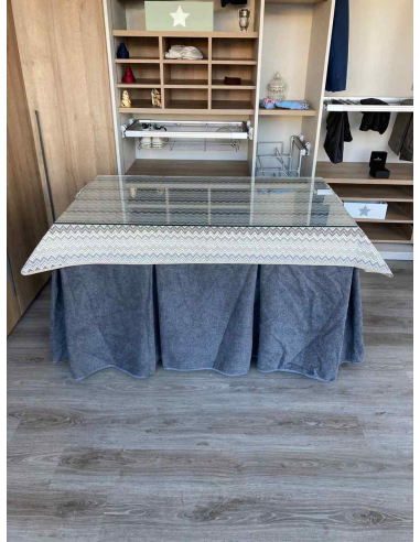 Falda Mesa Camilla Antimanchas Extragruesa Ultraeficiente Gris con Tapete Estriado