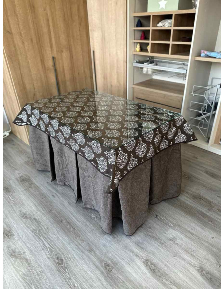 Falda Mesa Camilla Antimanchas Extragruesa Ultraeficiente Chocolate con Tapete Acebo