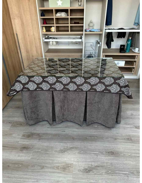 Falda Mesa Camilla Antimanchas Extragruesa Ultraeficiente Chocolate con Tapete Acebo