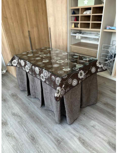 Falda Mesa Camilla Antimanchas Extragruesa Ultraeficiente Chocolate con Tapete Mandala