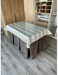 Falda Mesa Camilla Antimanchas Extragruesa Ultraeficiente Chocolate con Tapete Estriado