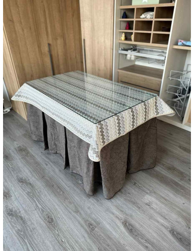 Falda Mesa Camilla Antimanchas Extragruesa Ultraeficiente Chocolate con Tapete Estriado