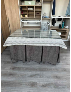 Falda Mesa Camilla Antimanchas Extragruesa Ultraeficiente Chocolate con Tapete Estriado 2