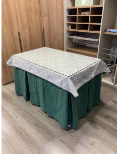 Ropa de Mesa Camilla Chenilla 10 Pliegues color Verde con Tapete Sol