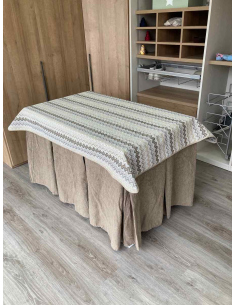 Ropa mesa camilla Chenilla 10 Pliegues color Topo con Tapete Estriado