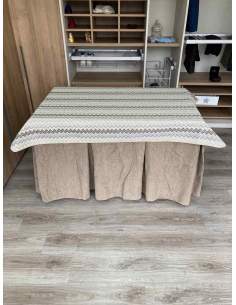 Ropa mesa camilla Chenilla 10 Pliegues color Topo con Tapete Estriado 2