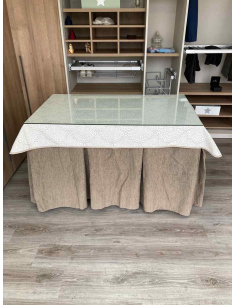 Ropa de Mesa Camilla Chenilla 10 Pliegues color Topo con Tapete Amanecer 2