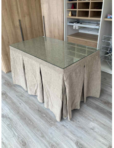 Ropa de Mesa Camilla Chenilla 10 Pliegues color Topo