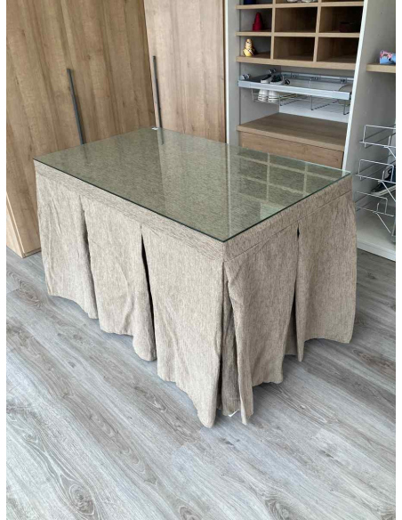 Ropa de Mesa Camilla Chenilla 10 Pliegues color Topo