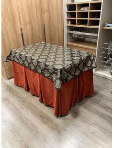 Ropa de Mesa Camilla Chenilla 10 Pliegues color Teja con Tapete Acebo