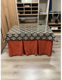Ropa de Mesa Camilla Chenilla 10 Pliegues color Teja con Tapete Acebo 2