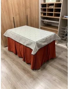 Ropa de Mesa Camilla Chenilla 10 Pliegues color Teja con Tapete Sol