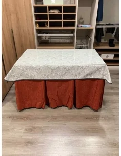 Ropa de Mesa Camilla Chenilla 10 Pliegues color Teja con Tapete Sol 2