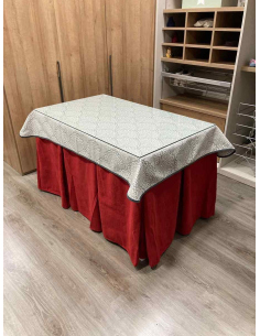 Ropa de Mesa Camilla Chenilla 10 Pliegues color Rojo con Tapete Sol
