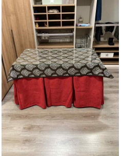 Ropa de Mesa Camilla Chenilla 10 Pliegues color Rojo con Tapete Acebo 2