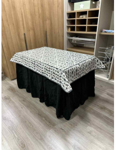 Ropa de Mesa Camilla Chenilla 10 Pliegues color Negro con Tapete Sena