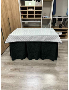 Ropa de Mesa Camilla Chenilla 10 Pliegues color Negro con Tapete Rombos 2