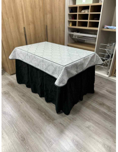 Ropa de Mesa Camilla Chenilla 10 Pliegues color Negro con Tapete Sol