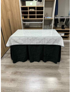 Ropa de Mesa Camilla Chenilla 10 Pliegues color Negro con Tapete Sol 2