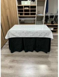 Ropa de Mesa Camilla Chenilla 10 Pliegues color Negro con Tapete Sol 2