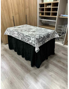Ropa de mesa camilla Chenilla 10 Pliegues color Negro con Tapete Mosaico