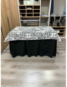 Ropa de mesa camilla Chenilla 10 Pliegues color Negro con Tapete Mosaico 2