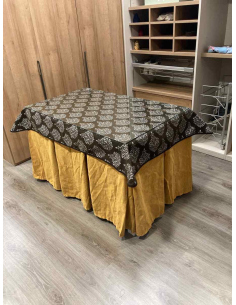 Ropa de Mesa Camilla Chenilla 10 Pliegues color Mostaza con Tapete Acebo