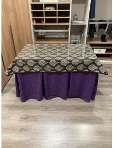 Ropa de Mesa Camilla Chenilla 10 Pliegues color Morado con Tapete Acebo 2