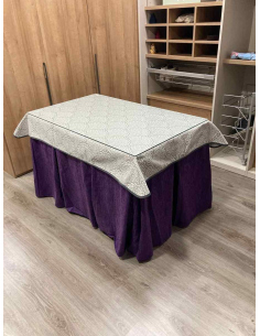 Ropa de Mesa Camilla Chenilla 10 Pliegues color Morado con Tapete Sol