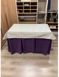 Ropa de Mesa Camilla Chenilla 10 Pliegues color Morado con Tapete Sol 2