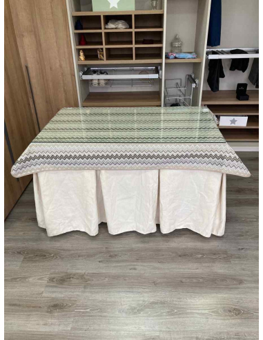 Ropa de Mesa Camilla Chenilla 10 Pliegues color Marfil con Tapete Estriado