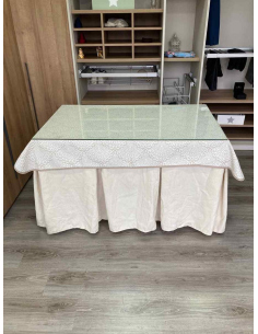 Ropa de Mesa Camilla Chenilla 10 Pliegues color Marfil con Tapete Amanecer 2