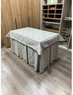 Ropa de Mesa Camilla Chenilla 10 Pliegues color Gris Claro con Tapete Sol