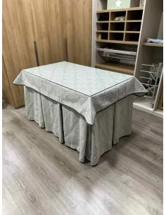 Ropa de Mesa Camilla Chenilla 10 Pliegues color Gris Claro con Tapete Sol