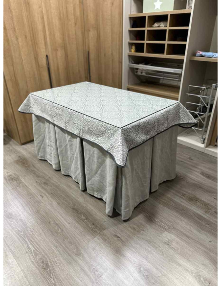 Ropa de Mesa Camilla Chenilla 10 Pliegues color Gris Claro con Tapete Sol