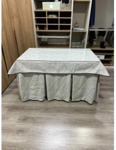 Ropa de Mesa Camilla Chenilla 10 Pliegues color Gris Claro con Tapete Sol 2