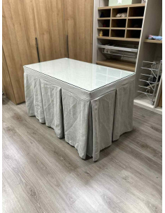 Ropa de Mesa Camilla Chenilla 10 Pliegues color Gris Claro