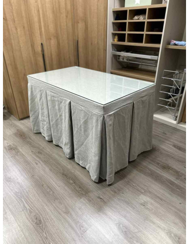 Ropa de Mesa Camilla Chenilla 10 Pliegues color Gris Claro