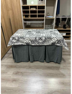 Ropa de Mesa Camilla Chenilla 10 Pliegues color Gris con Tapete Mosaico 2