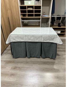 Ropa de Mesa Camilla Chenilla 10 Pliegues color Gris con Tapete Sol 2