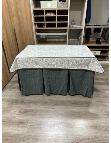 Ropa de Mesa Camilla Chenilla 10 Pliegues color Gris con Tapete Sol