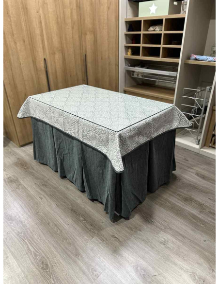 Ropa de Mesa Camilla Chenilla 10 Pliegues color Gris con Tapete Sol