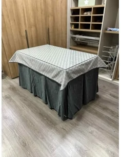 Ropa de Mesa Camilla Chenilla 10 Pliegues color Gris con Tapete Rombos