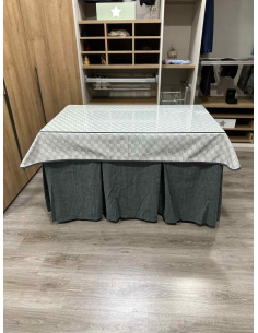 Ropa de Mesa Camilla Chenilla 10 Pliegues color Gris con Tapete Rombos 2