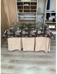 Ropa de Mesa Camilla Chenilla 10 Pliegues color Beige con Tapete Mandala 2