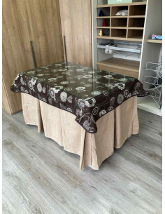 Ropa de Mesa Camilla Chenilla 10 Pliegues color Beige con Tapete Mandala