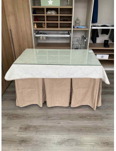 Ropa de Mesa Camilla Chenilla 10 Pliegues color Beige con Tapete Amanecer 2