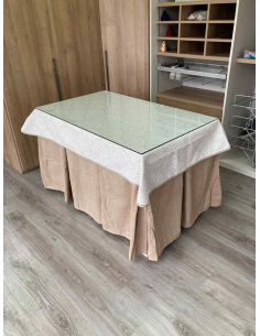 Ropa de Mesa Camilla Chenilla 10 Pliegues color Beige con Tapete Amanecer