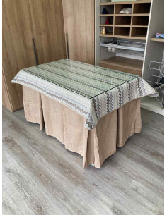 Ropa de Mesa Camilla Chenilla 10 Pliegues color Beige con Tapete Estriado